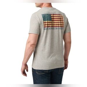 Classic American Flag Tee, Always Be Ready - Gray, Size M